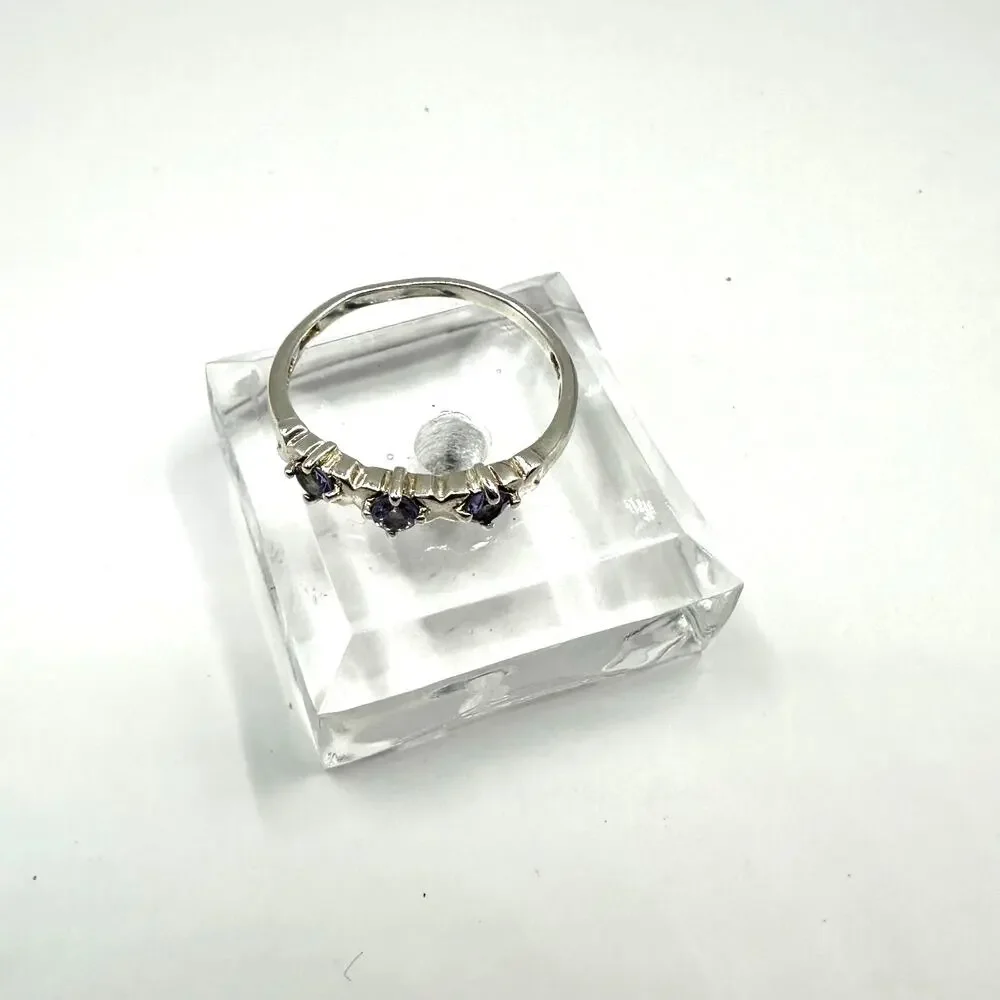 Clyde Duneier CID Silver ring purple Ring Vintage VTG Retro Size 9